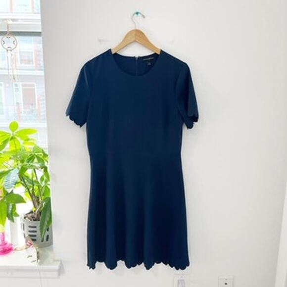 Banana Republic Dark Navy Blue Scallop Hem Dress Size 12 - Picture 1 of 6